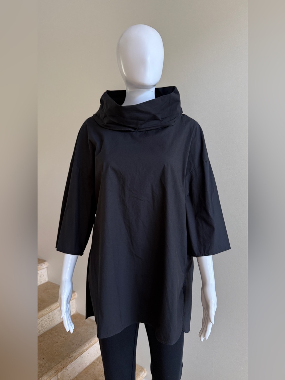COS Cowl Neck Top Blouse Tunic Shirt Size 10, Black